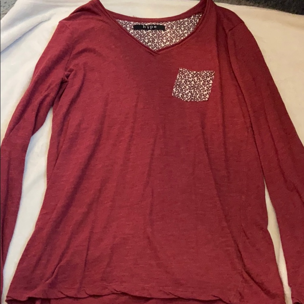 long sleeve burgundy shirt kids large